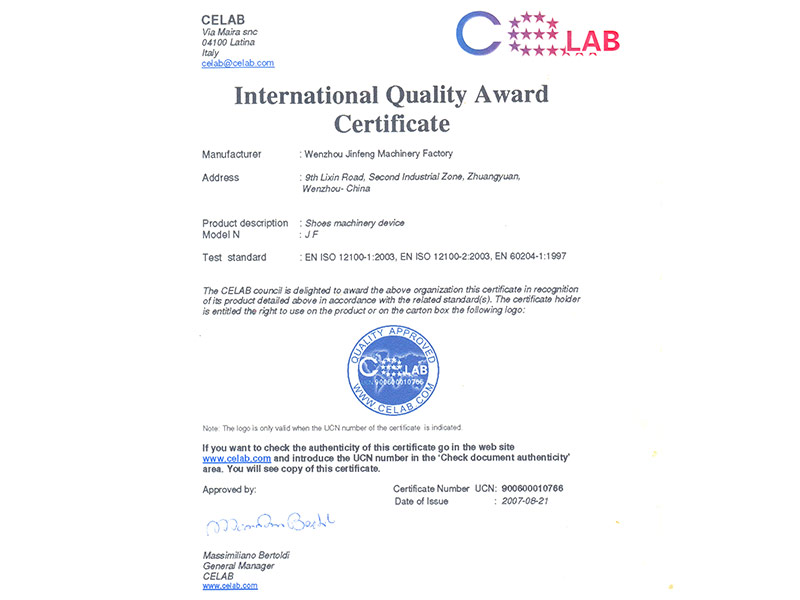 Italy CELAB International Quality Certification